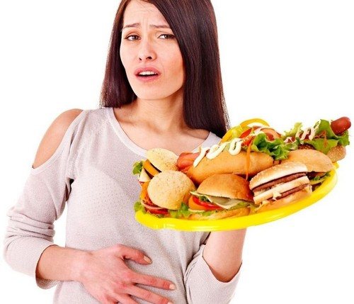 Отрыжка после злоупотреблении вредными продуктами